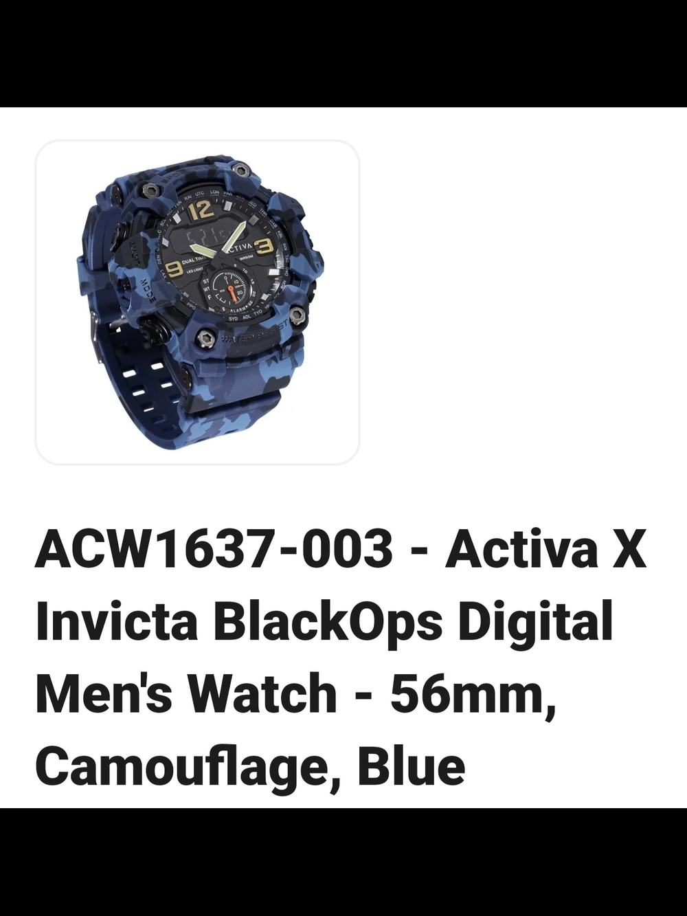 Invicta BlackOps Activa X Men's Blue Camouflage Digital Watch